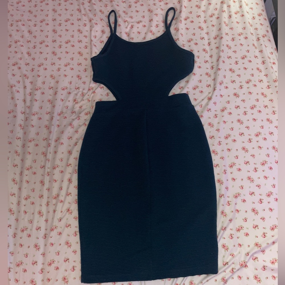 charlotte russe ribbed green cut out dress